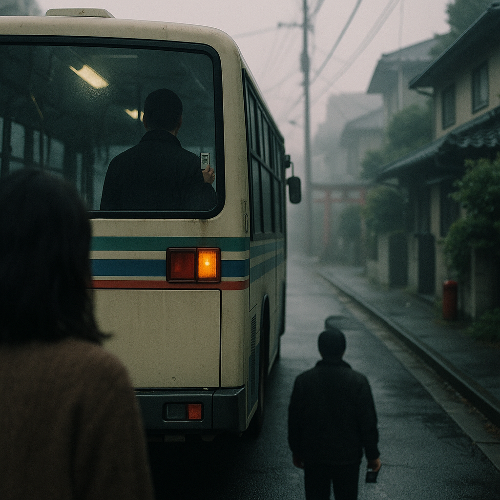 バスの後ろの男のイメージ