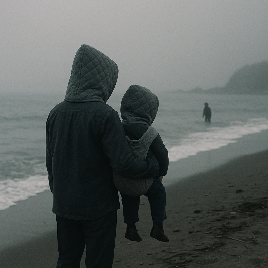 防空頭巾の親子のイメージ