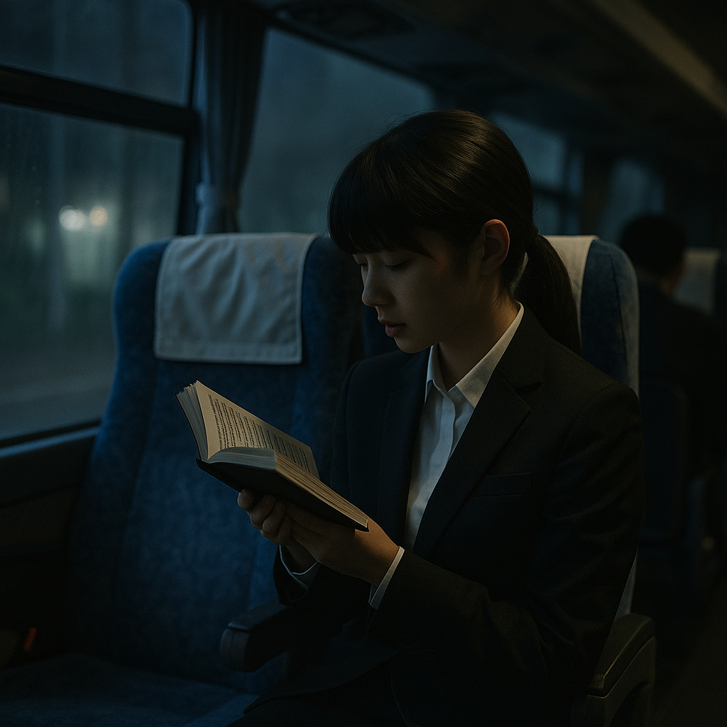 夜行高速バスで隣にスーツの若い女性が・・のイメージ