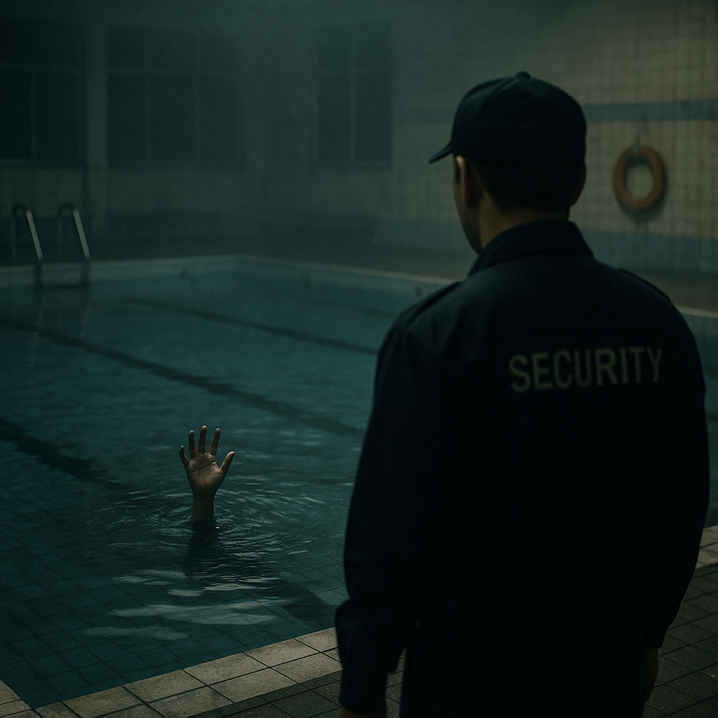 真夜中の市民プールで、水面を蠢く手