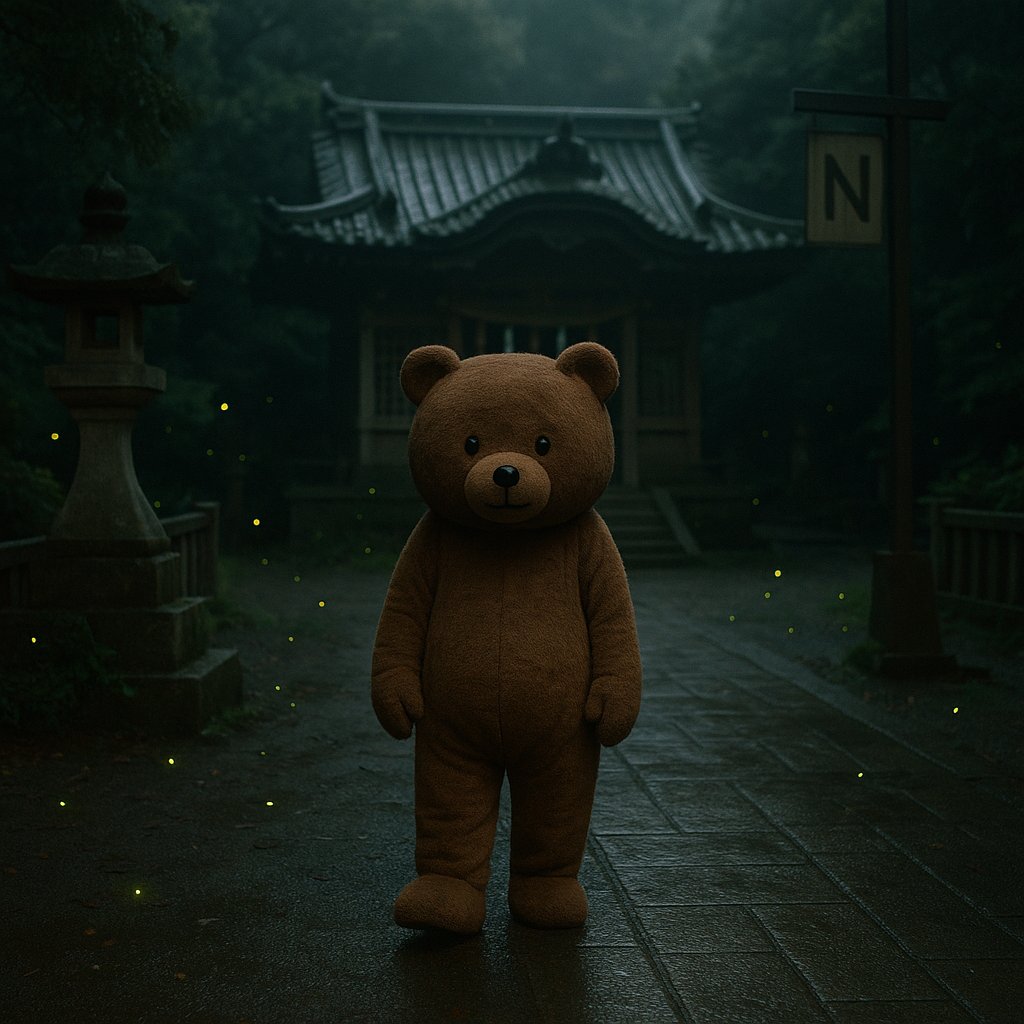 境内を歩きまわる着ぐるみのイメージ