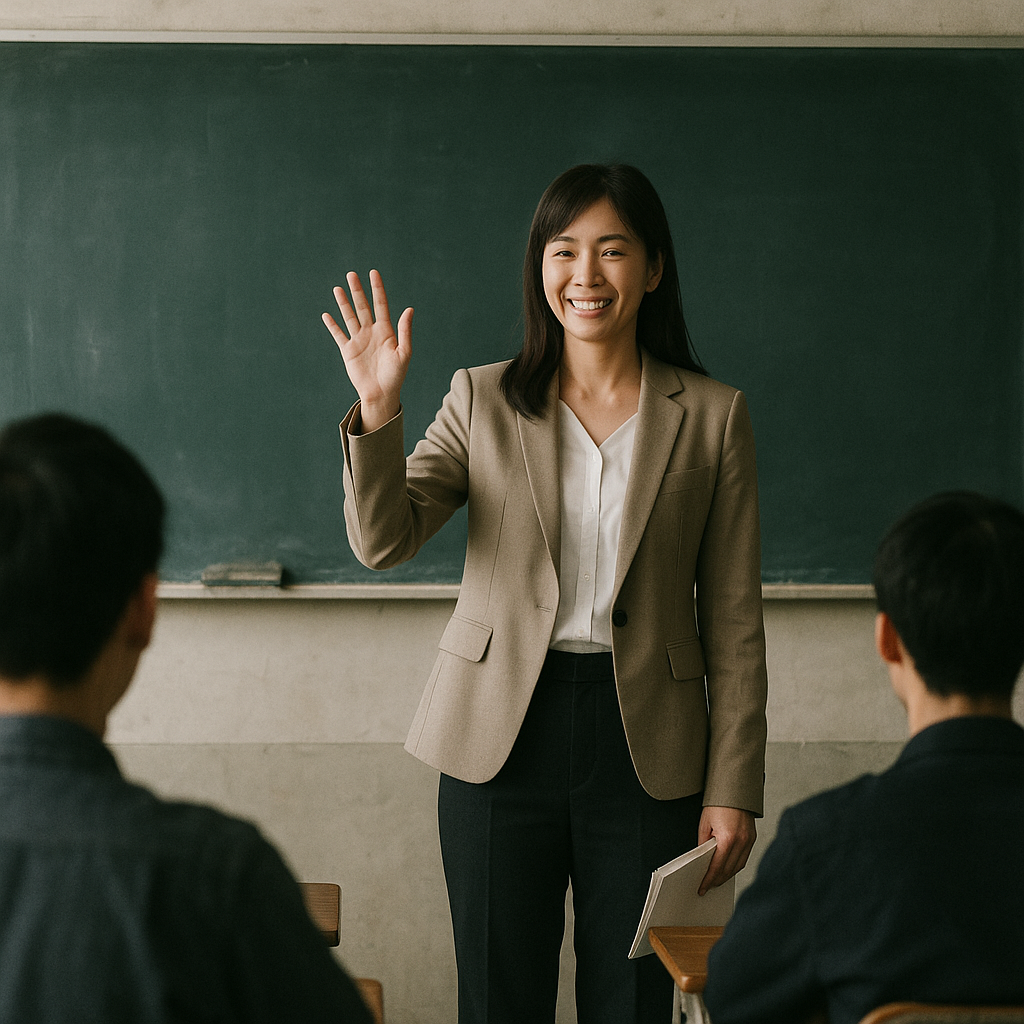 挨拶をする先生のイメージ