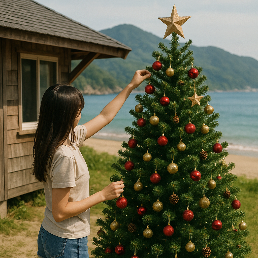 真夏のクリスマス②（朱里がクリスマスツリー飾り付けのイメージ