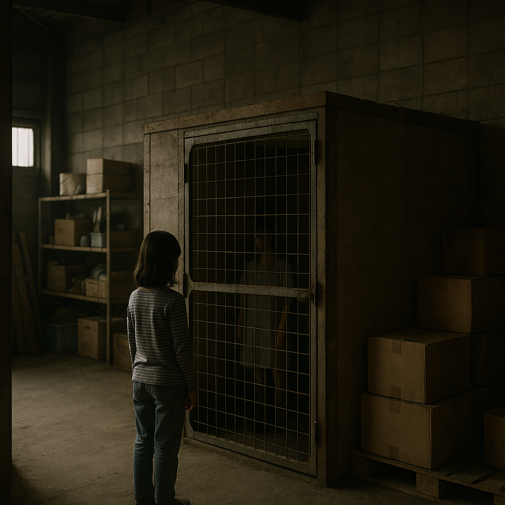 倉庫の小部屋と鉄柵の扉のイメージ