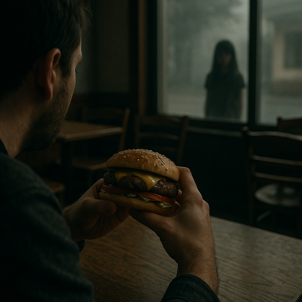 ハンバーガーを食べていたらのイメージ