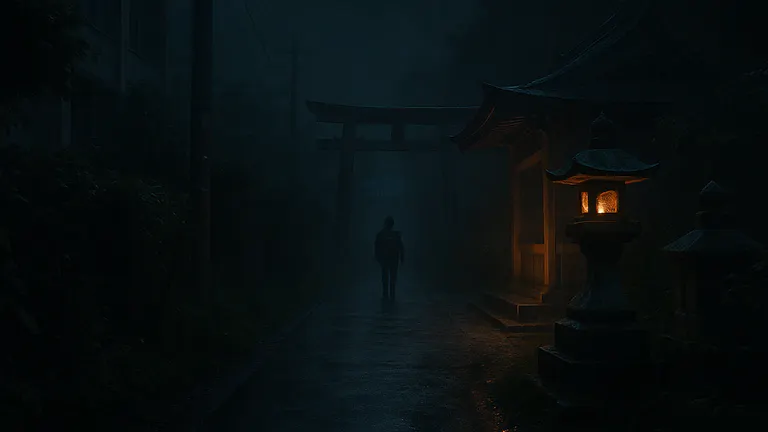 暗い道の恐怖の夜