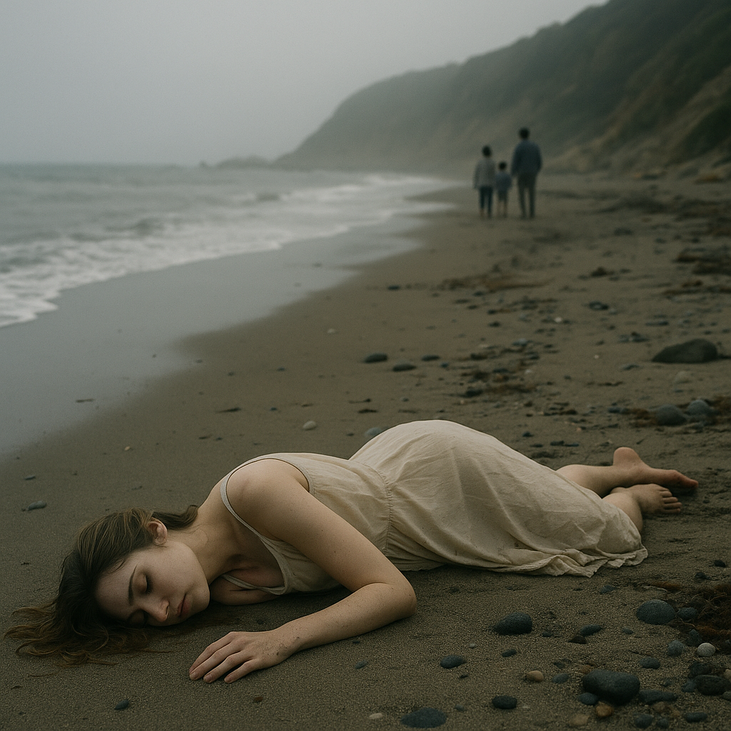 海岸と綺麗な女のイメージ