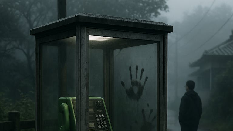 公衆電話で待つ人