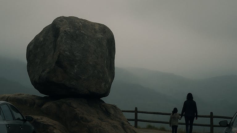 すれ違った親子連れ