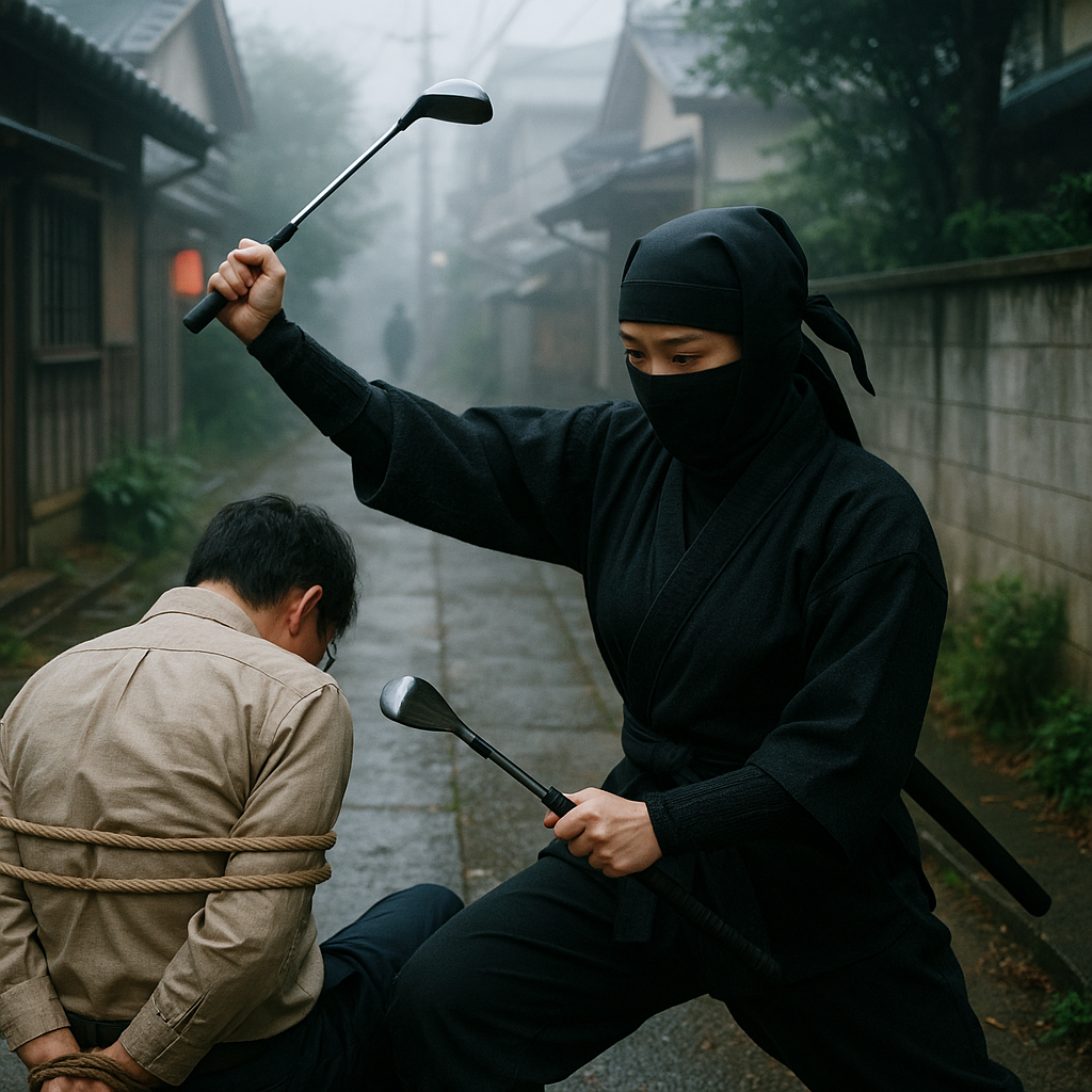 くノ一（女忍者）がゴルフクラブで夫を・・のイメージ