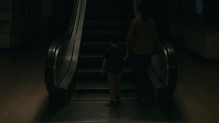 どこまでも続く暗闇のエスカレーター