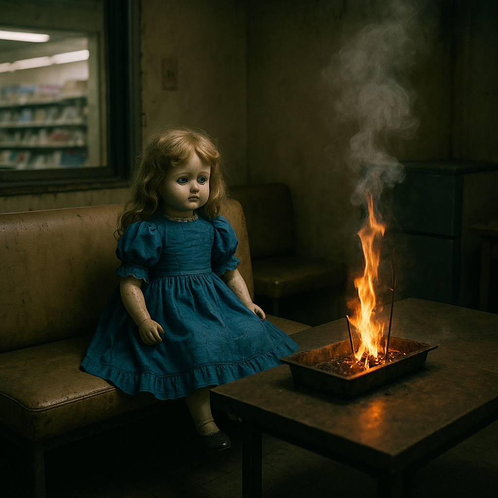 青いドレスを着た人形のイメージ