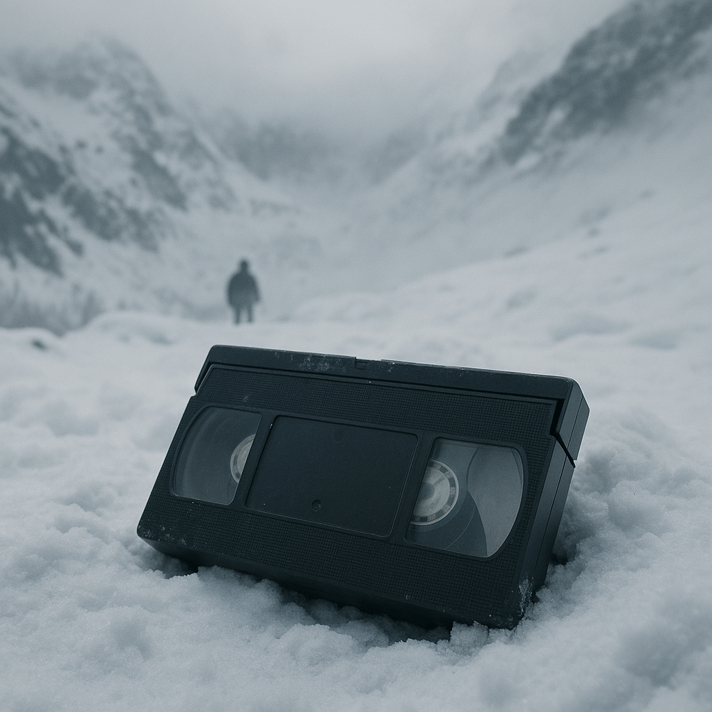 雪山とビデオテープのイメージ