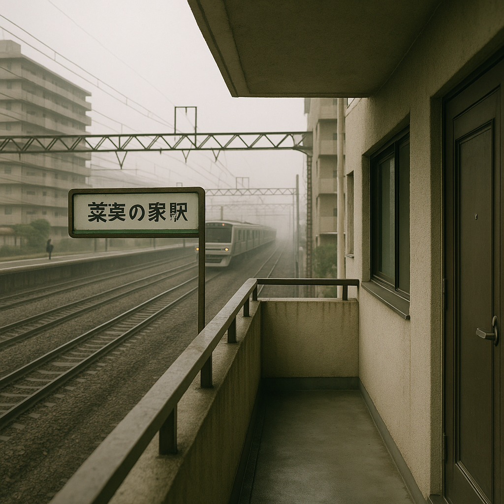 複々線区間で「菜実の家駅」、マンションの部屋の前のイメージ
