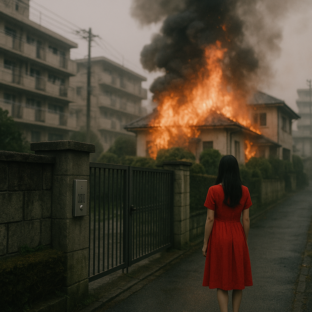 赤いワンピースの女性