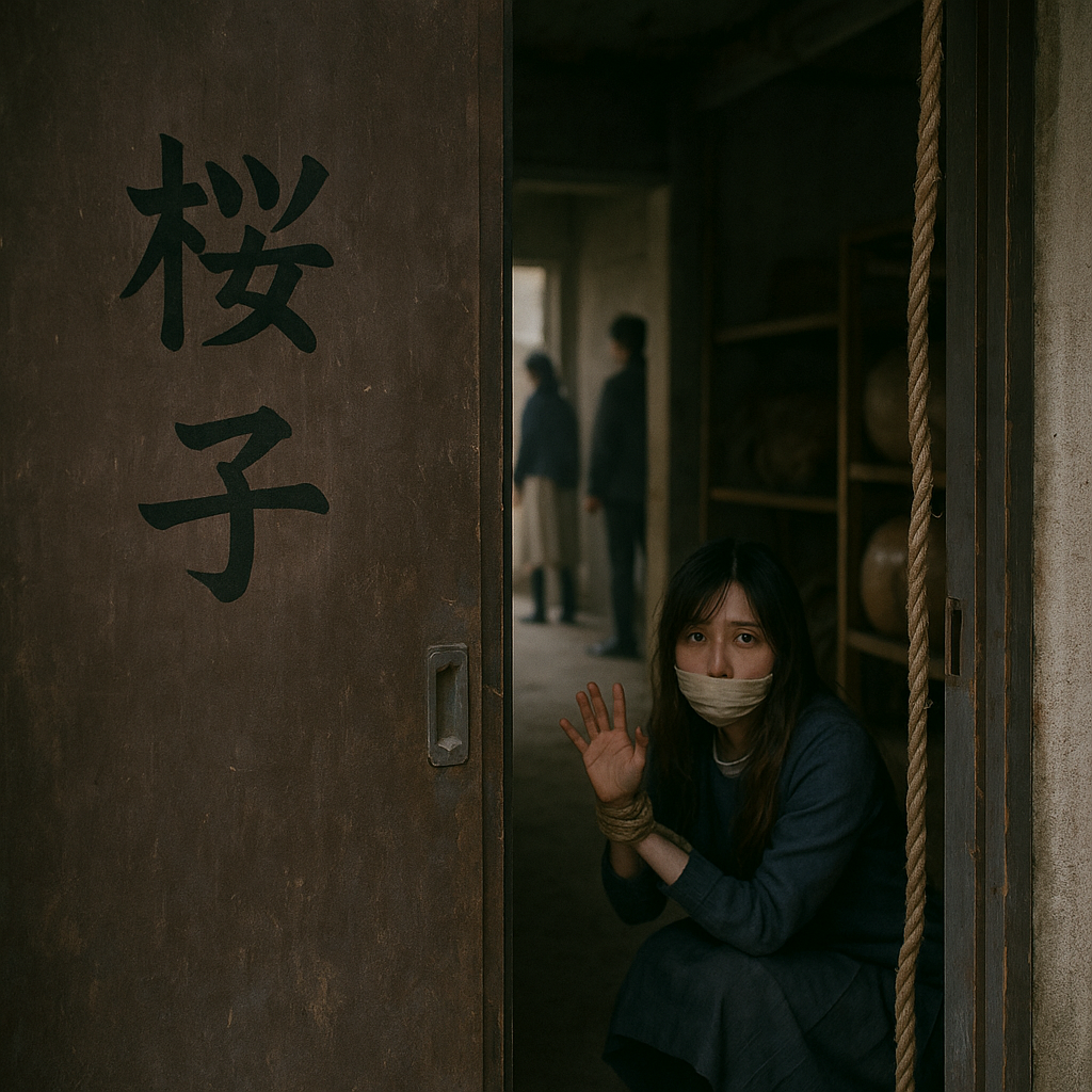 扉越しに助けを求める少女