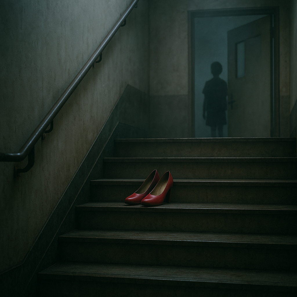 階段の赤い靴のイメージ
