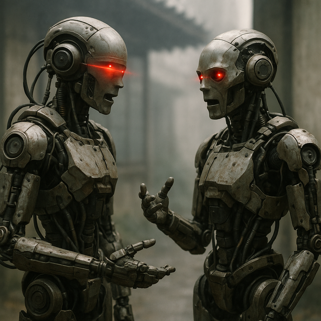 ロボット同士が会話をするシーンのイメージ