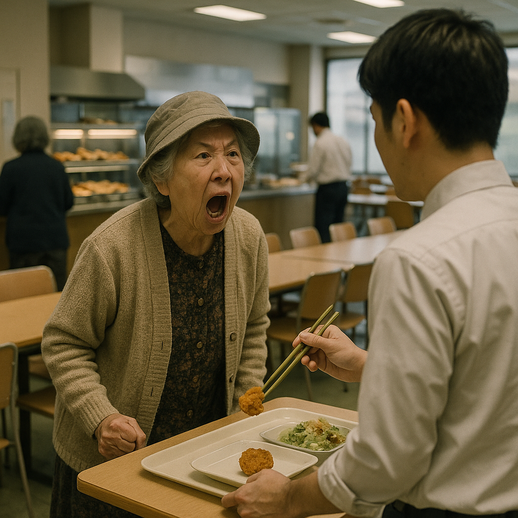 唐揚げ1個でキレたおばあさんのイメージ