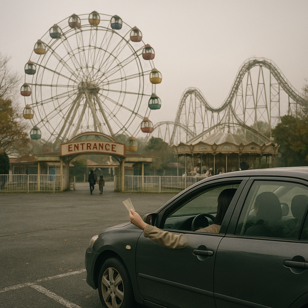遊園地（上）　職場の女3人とハーレムドライブのイメージ