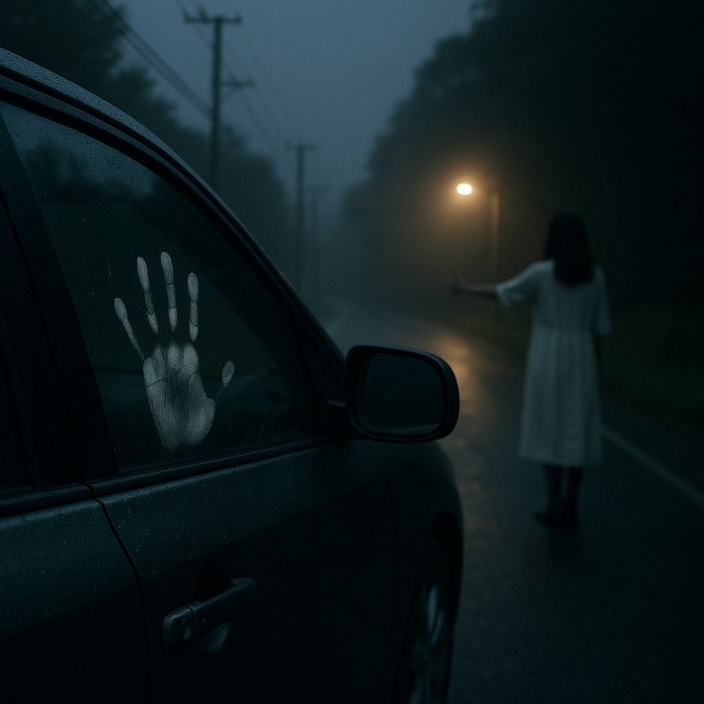 夜のヒッチハイクのイメージ