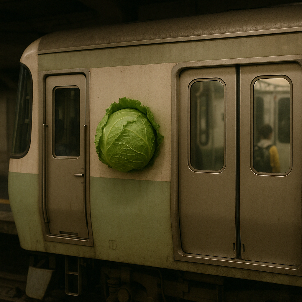 電車の側面にキャベツのイメージ