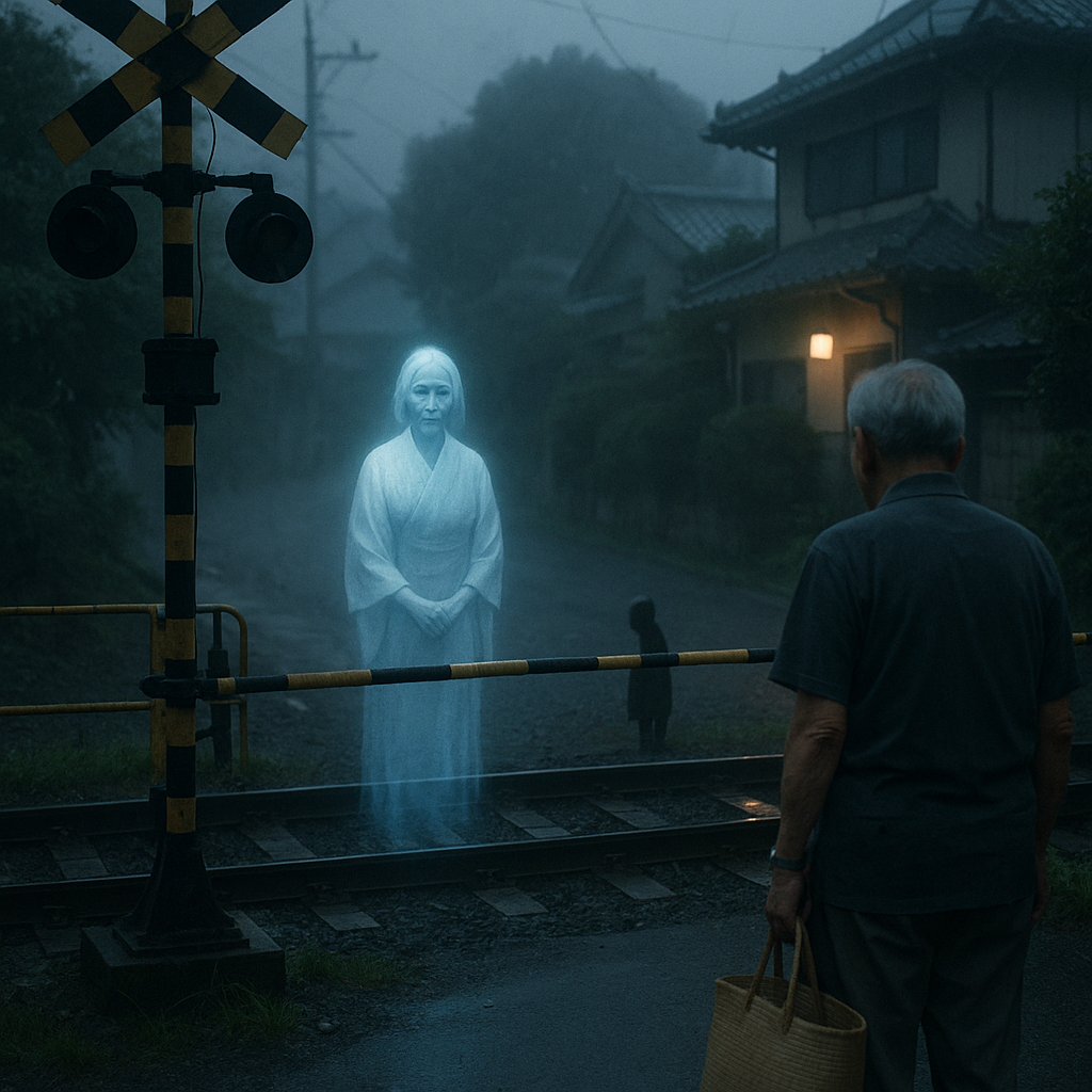 お盆の踏み切りはあの世への入口のイメージ