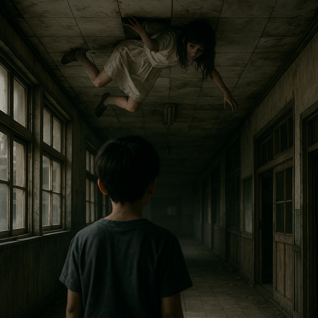 天井に張りついていた女の子のイメージ