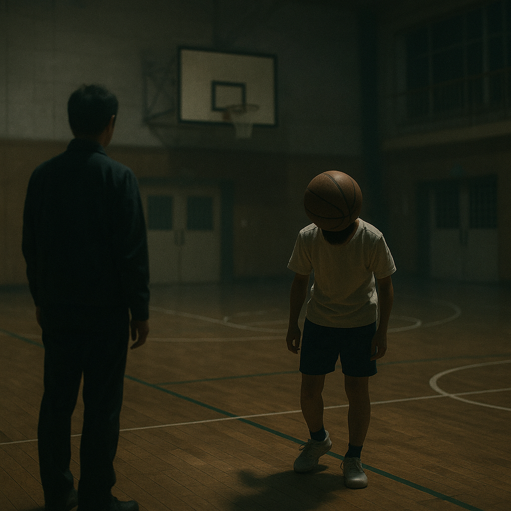 夜のバスケットボールのイメージ