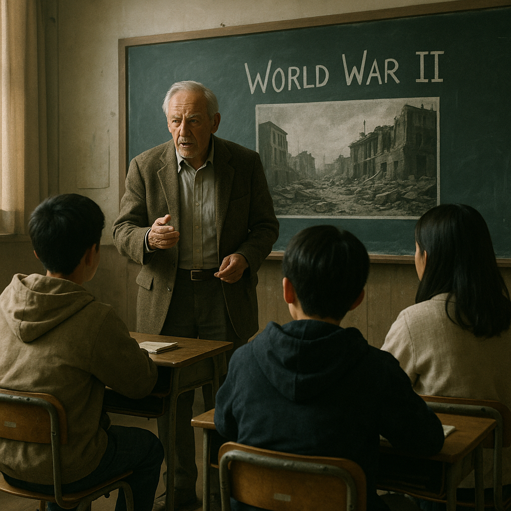 「第二次世界大戦」を語る中学校社会の授業のイメージ