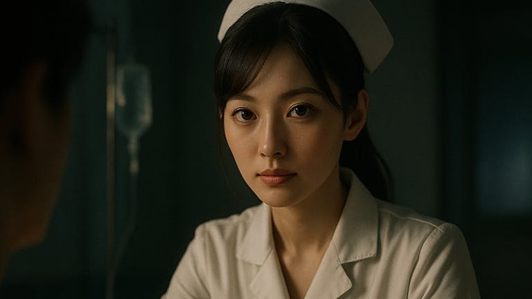 治療中に俺を見つめる美人看護師