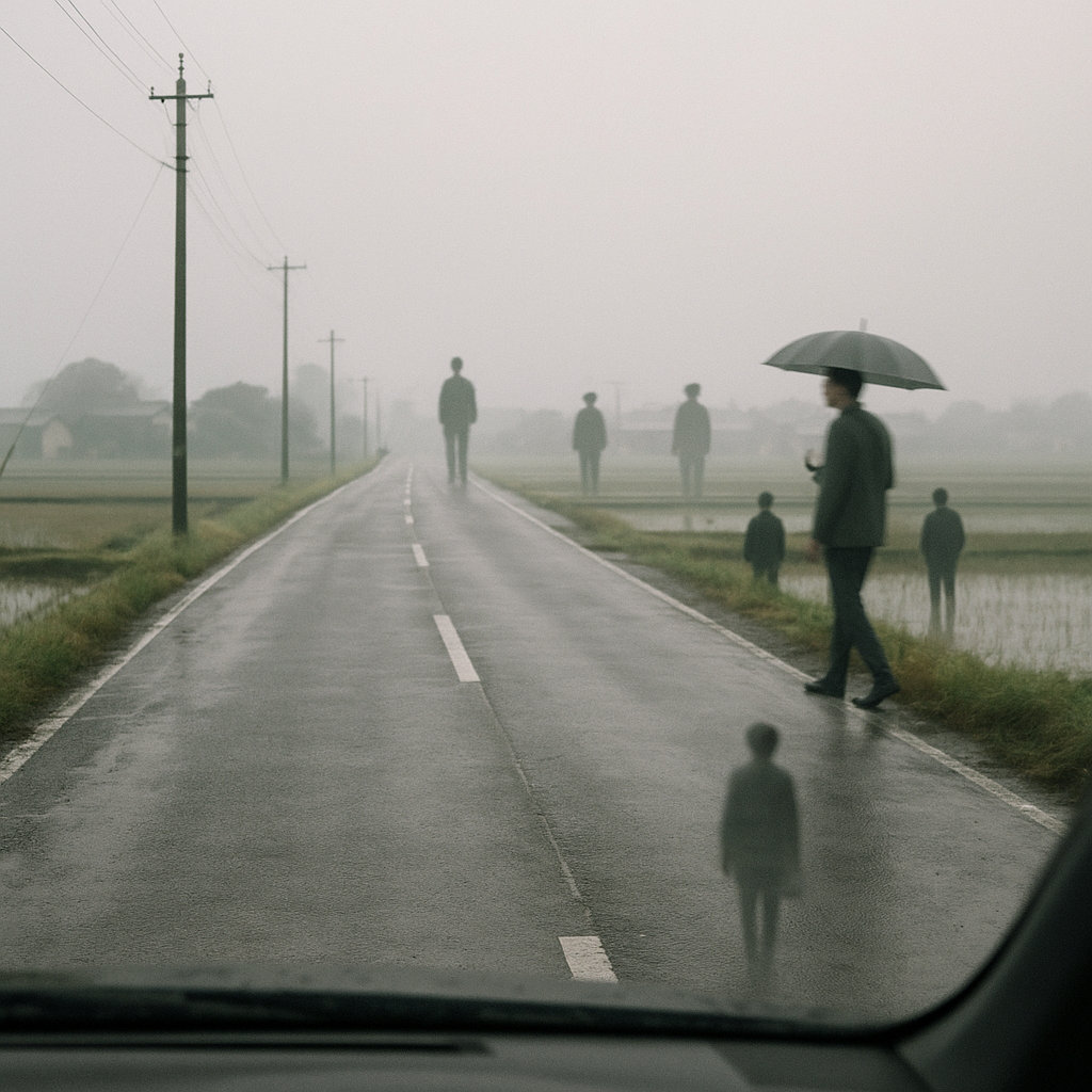 道路を横切った男性達のイメージ