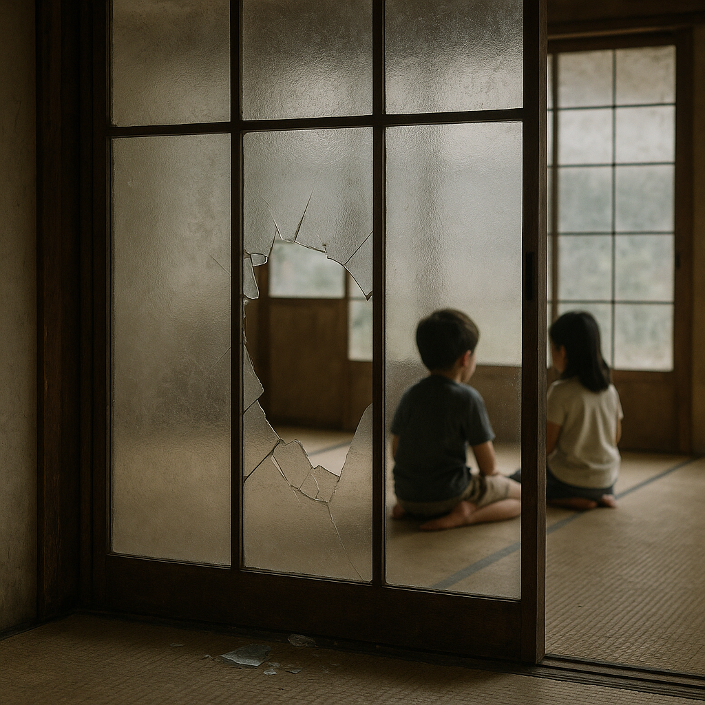 ガラス戸を蹴破った6才児のイメージ