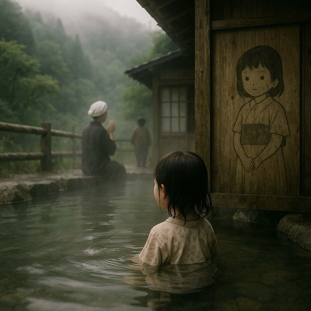 山奥の温泉で出会った可愛い女の子のイメージ