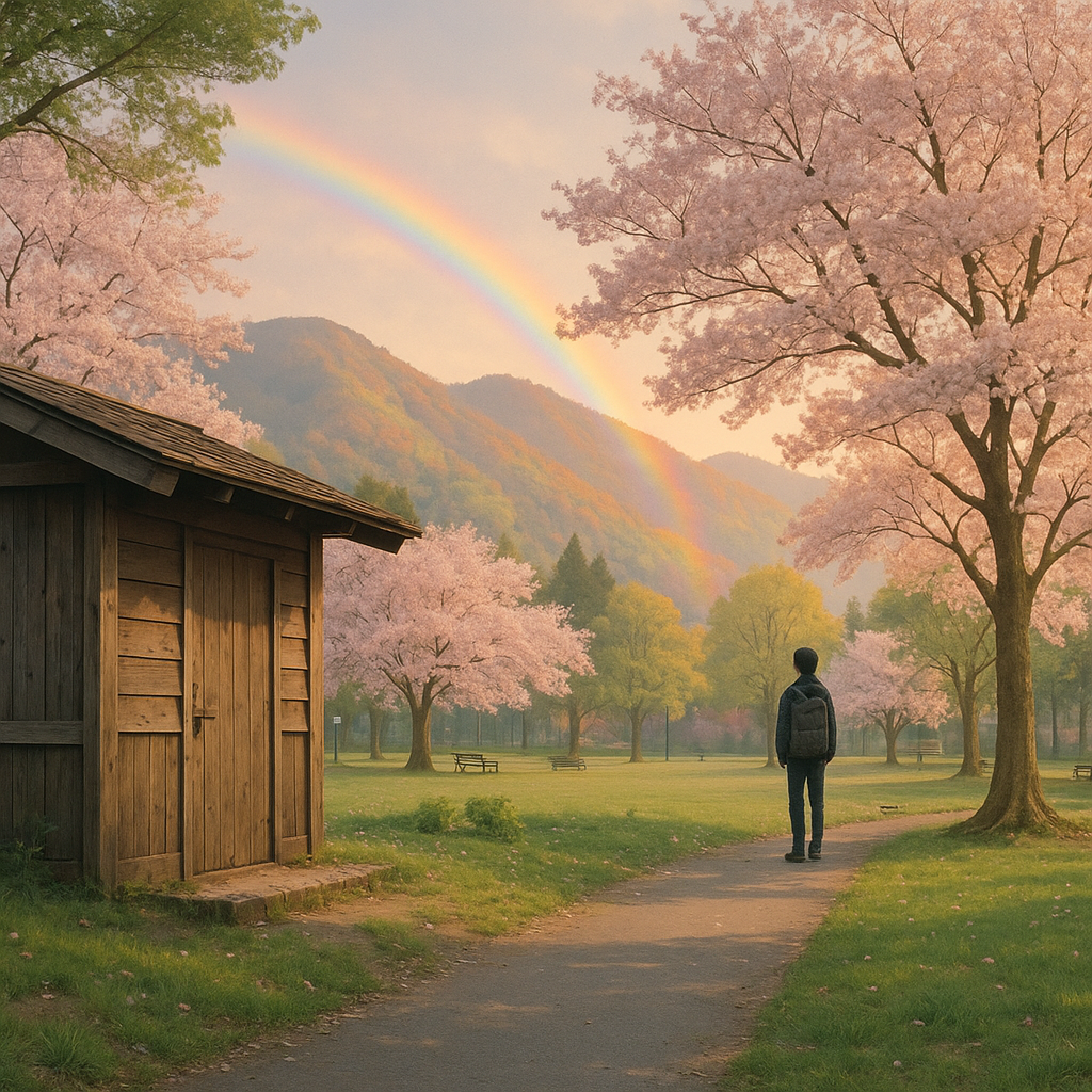 中2の春③（13才の淡い恋と虹色の山の木々）のイメージ