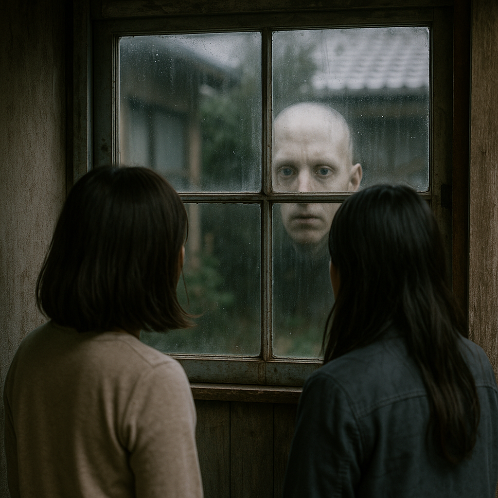 窓に張り付く顔