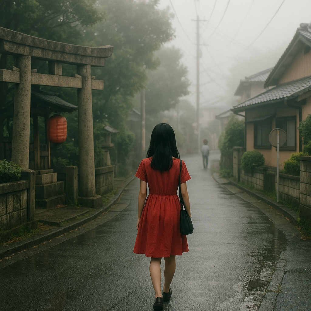 夏休み登校日と赤いワンピースの玲子（前）のイメージ