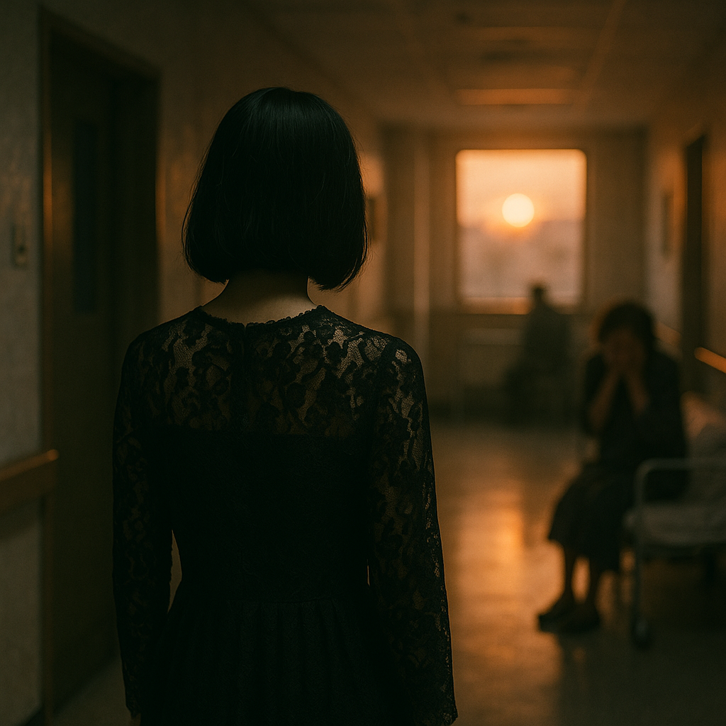 黒いレースの服の女