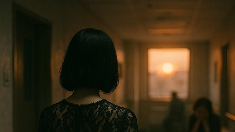 黒いレースの服の女