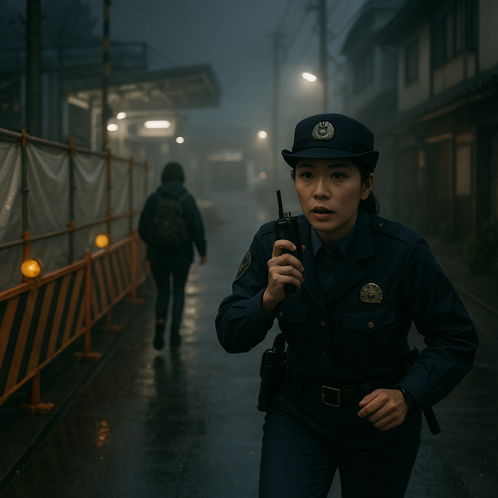 追いかけてくる女性警察官のイメージ