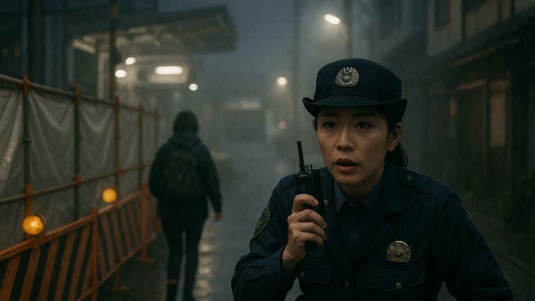 追いかけてくる女性警察官