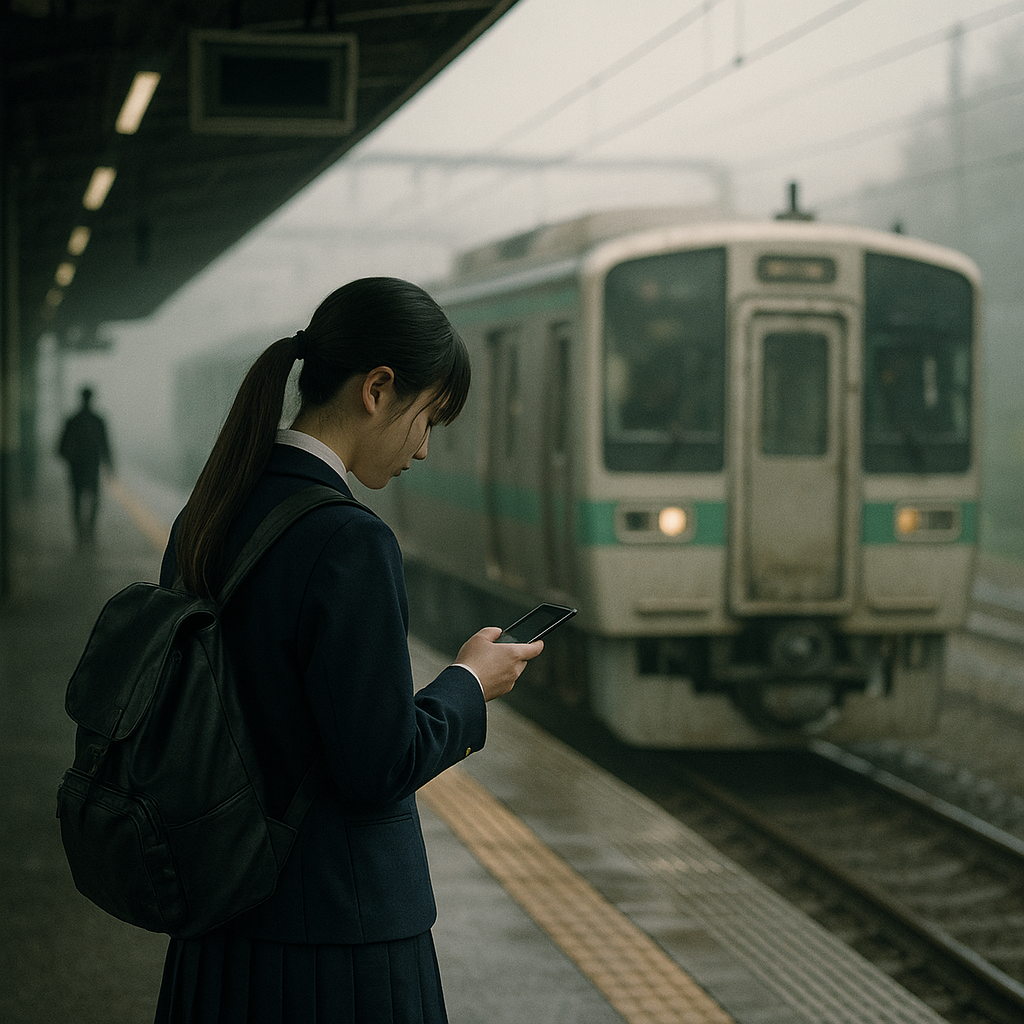 駅のホームで女子高生がのイメージ