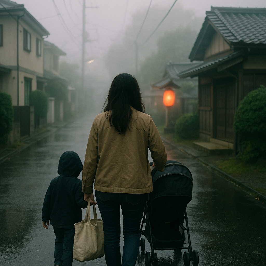 同級生③（2人の子をつれた元気のないあかり）のイメージ