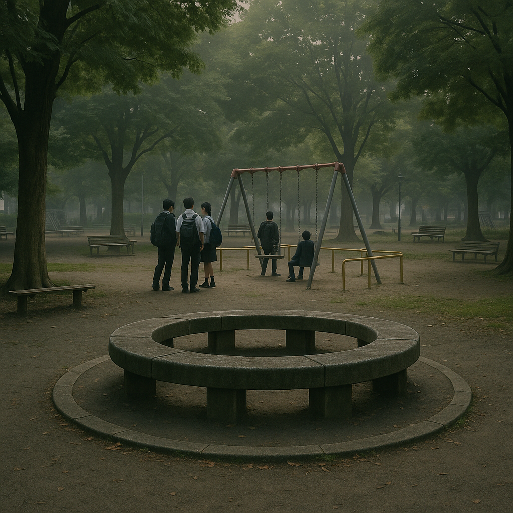 公園でたむろする高校生のイメージ