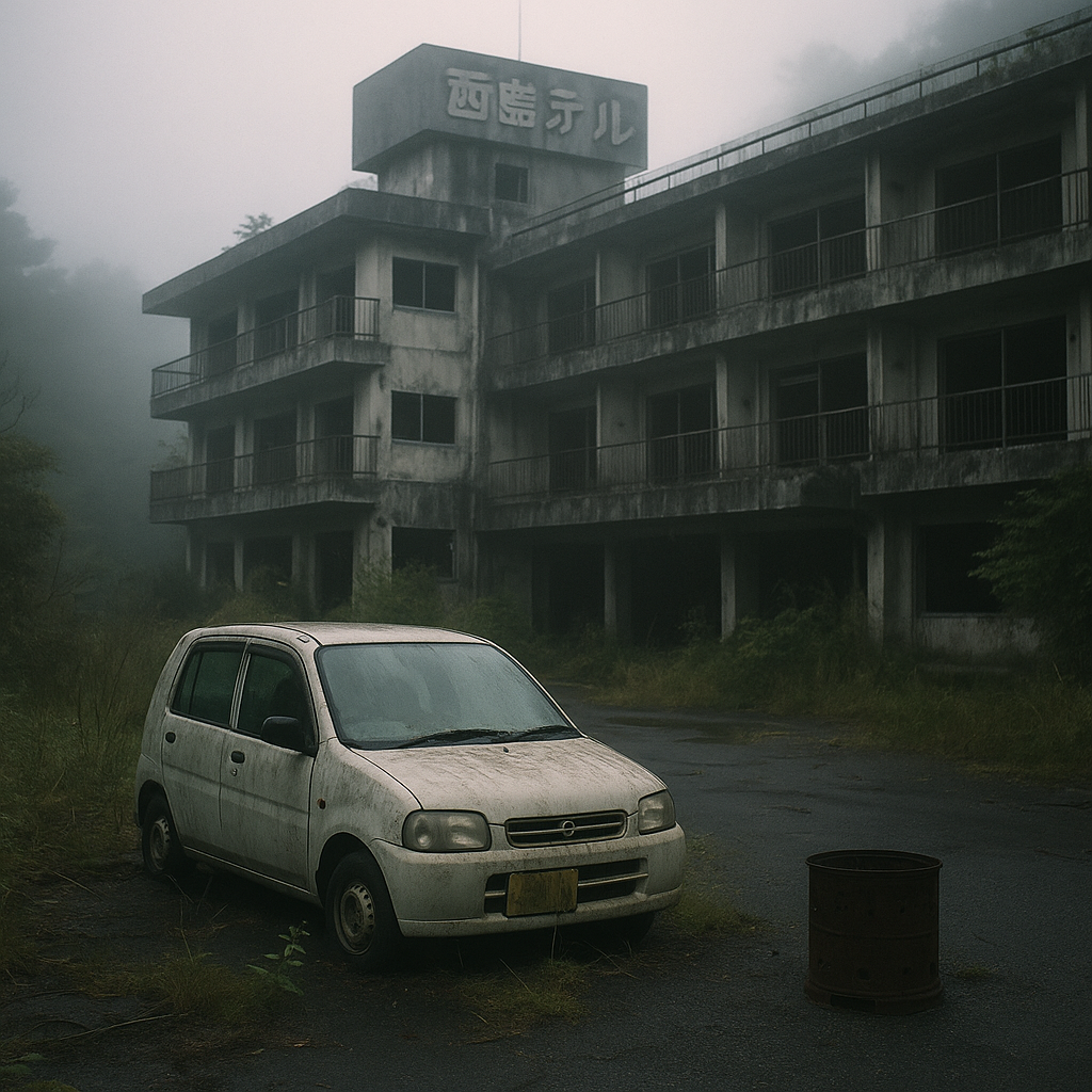箱根～三島間にあった廃ホテルのイメージ