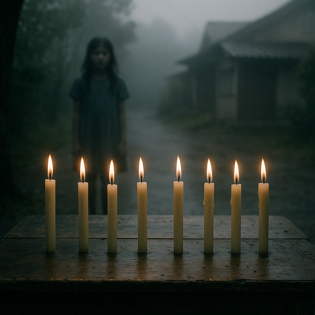 7本の蝋燭の隙間のイメージ