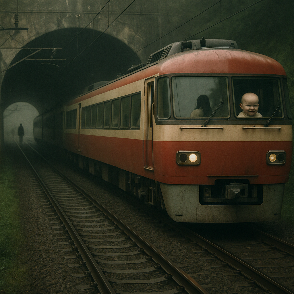 特急列車に乗る若い女性と息子のイメージ