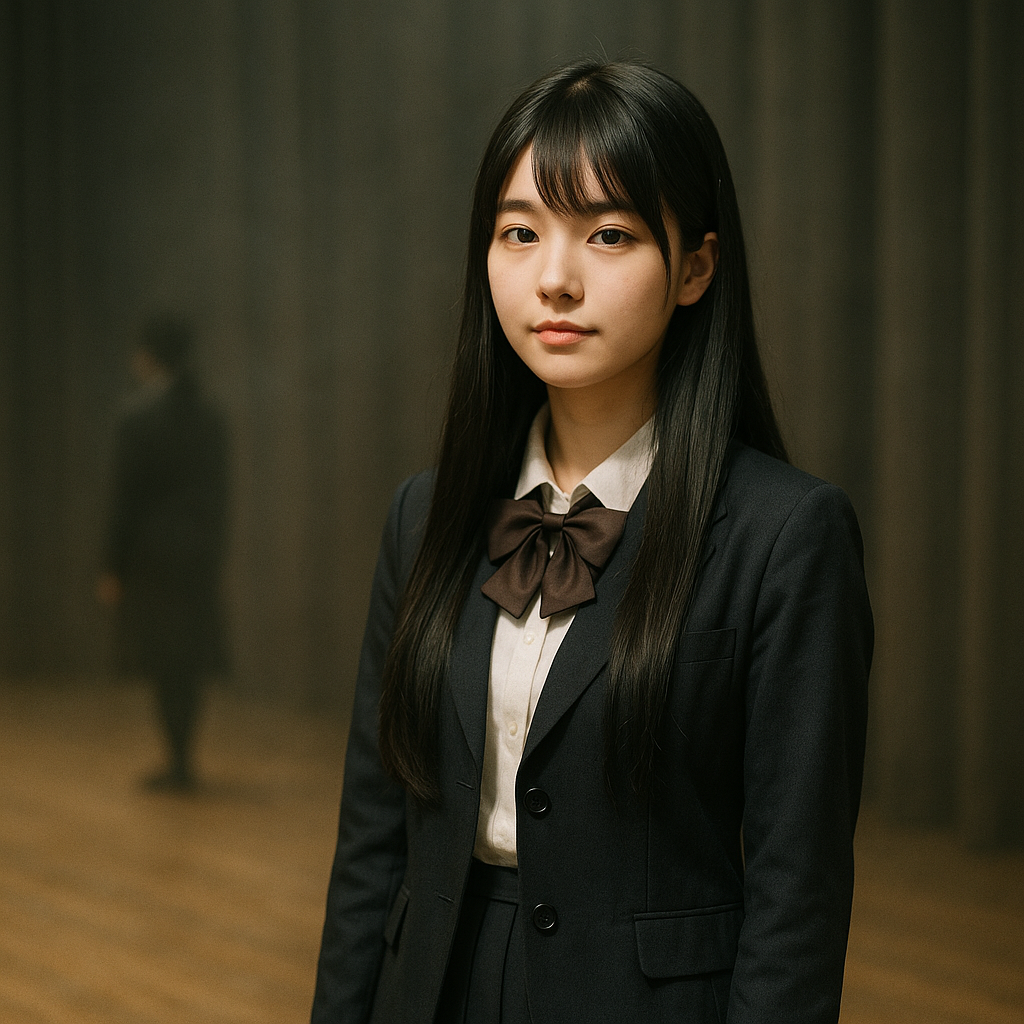 劇の主演（上）（長い黒髪の素敵な美少女）のイメージ