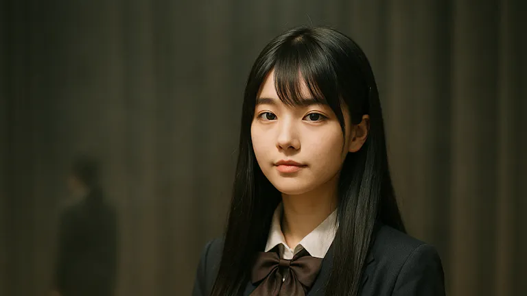 劇の主演(上)(長い黒髪の素敵な美少女)