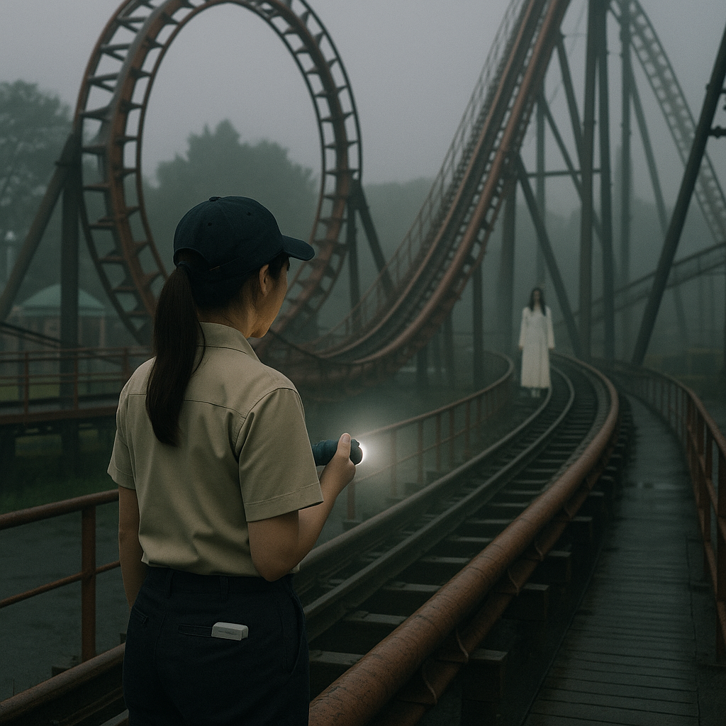 閉店後、絶叫マシンのコース点検でのイメージ